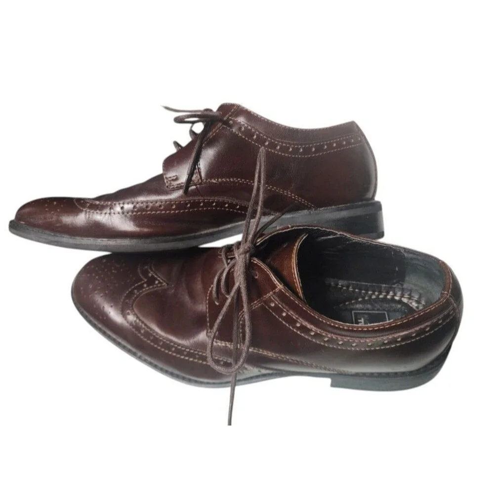 Natha Studio Mens Wingtip Brogue Derby Oxblood Leather Size 11.5D